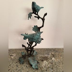 SPI decorative sculpture metal verdigris birds branches oak leaves